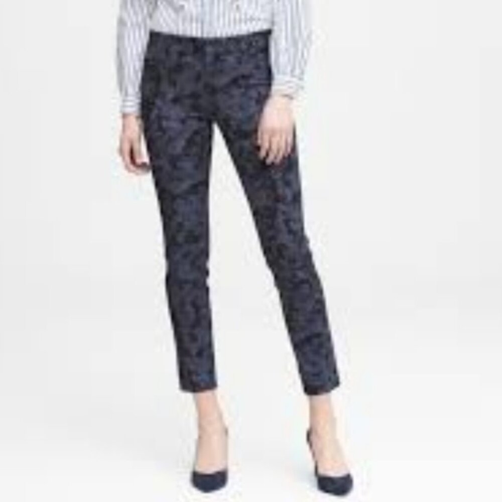 Banana Republic Sloan Floral Pant - Blue & Black